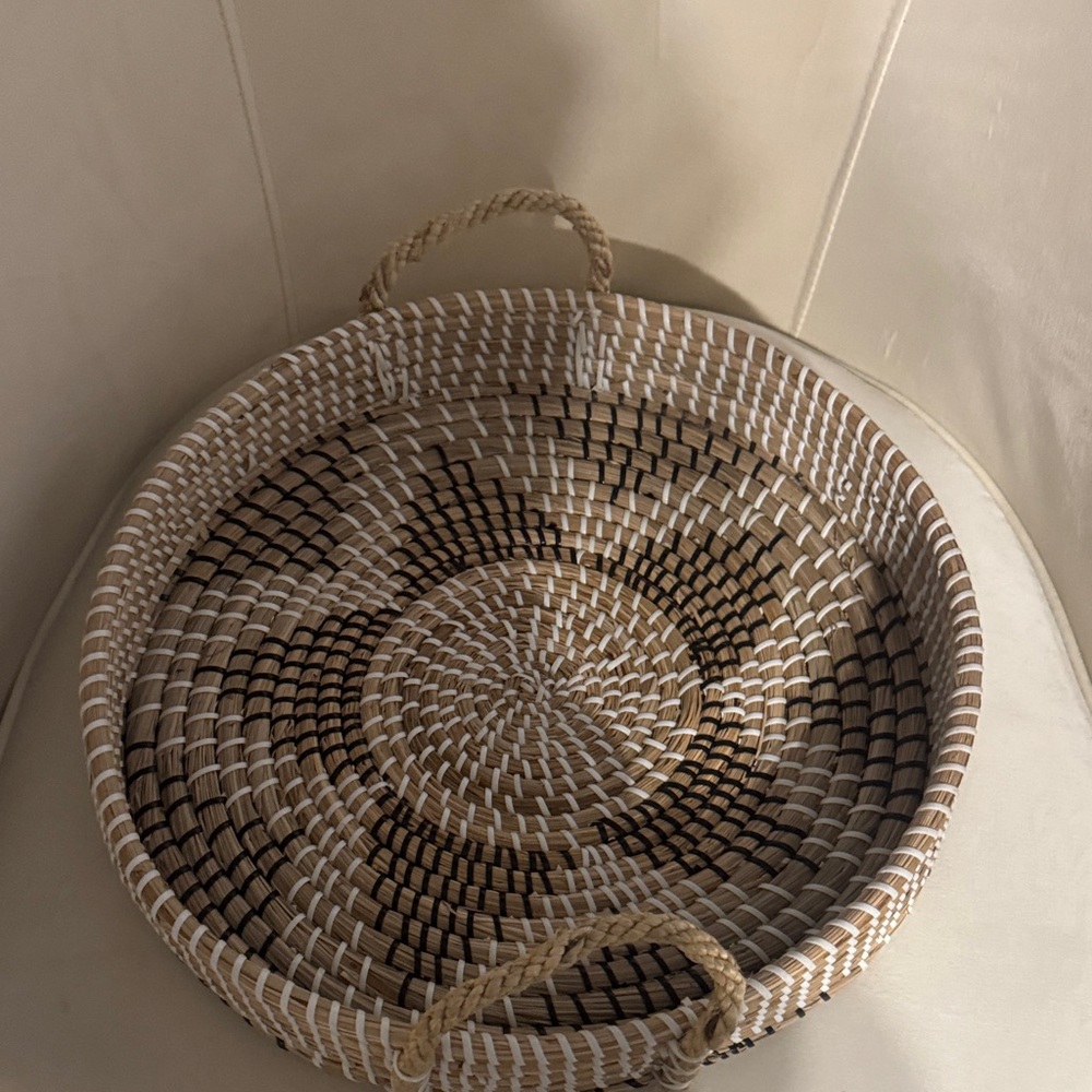 Rustic Brown and Cream Woven Basket Set - Picture 2 of 4